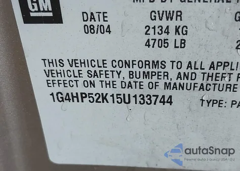 2005 Buick Lesabre Custom из США, поврежденный, VIN 1G4HP52K15U133744